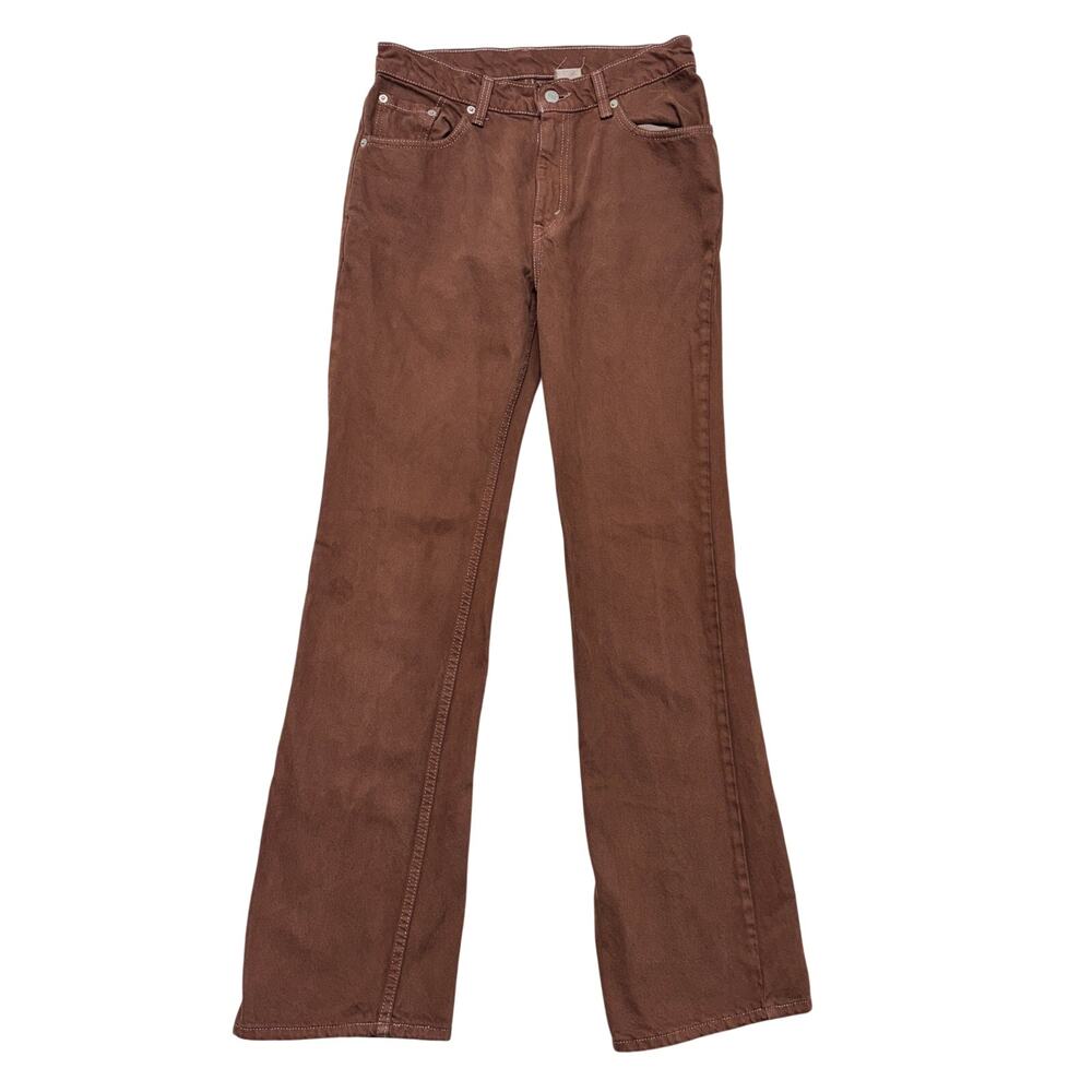 Vintage Levi's 517 Jeans Womens 9 28X32 Low Rise Bootcut Brown Contrast Made USA